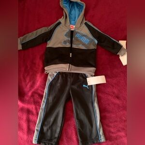 Puma Black and Gray Tracksuit with Blue Details